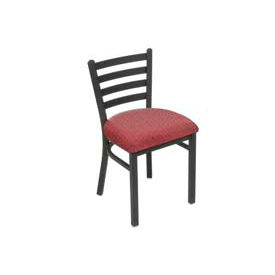 Fabric Upholstered Restaurant Chair With Ladder Back - Burgundy