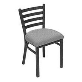 Fabric Upholstered Restaurant Chair With Ladder Back - Gray