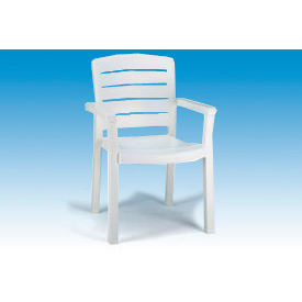 Stacking Dining Outdoor Armchair Woodgrained - White