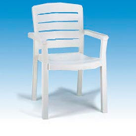 Stacking Dining Outdoor Armchair Woodgrained - White