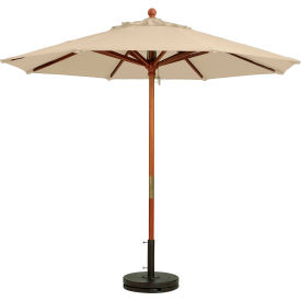 7' Wooden Market Outdoor Umbrella, Khaki