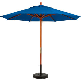 9' Wooden Market Outdoor Umbrella, Blue