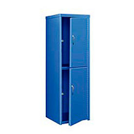 2-Tier 2 Door Heavy Duty Locker, 24"W x 24"D x 74"H, Blue, All-Welded