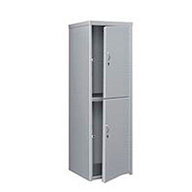2-Tier 2 Door Heavy Duty Locker, 24"W x 24"D x 74"H, Gray, All-Welded