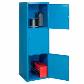 3-Tier 3 Door Heavy Duty Locker, 24"W x 24"D x 74"H, Blue, All-Welded
