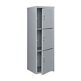 3-Tier 3 Door Heavy Duty Locker, 24"W x 24"D x 74"H, Gray, All-Welded