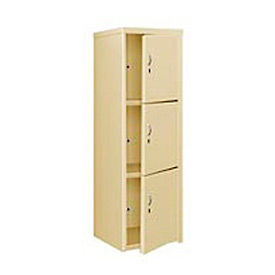 3-Tier 3 Door Heavy Duty Locker, 24"W x 24"D x 74"H, Putty, All-Welded