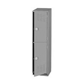 2-Tier 2 Door Heavy Duty Locker, 18"W x 18"D x 75"H, Gray, All-Welded
