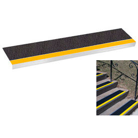 Grit Surface Aluminum Stair Tread 9"D 42"W Glued Down Yellowblack