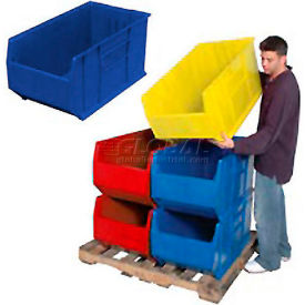 Plastic Stacking Bin, 36"L x 16-1/2"W x 17-1/2"H, Blue