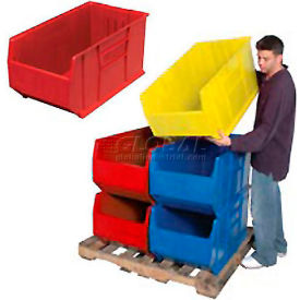 Plastic Hulk Stacking Bin, 36"L x 16-1/2"W x 17-1/2"H, Red