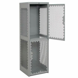2-Tier 2 Door Heavy Duty Vented Locker, 24"W x 24"D x 74"H, Gray, All-Welded