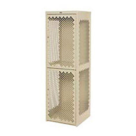 2-Tier 2 Door Heavy Duty Vented Locker, 24"Wx24"Dx74"H, Putty, All-Welded