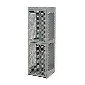 2-Tier 2 Door Heavy Duty Vented Locker, 18"W x 18"D x 75"H, Gray, All-Welded