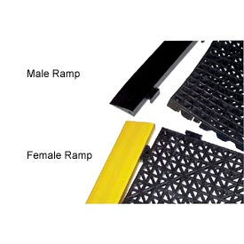 Cushion Tile Female Ramp 3/4" Thick 2.5" x 1' Black