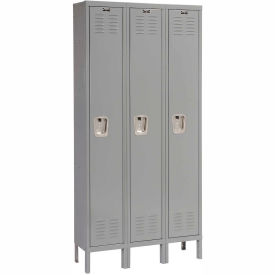 1-Tier 3 Door Premium Locker, 45"W x 18"D x 78"H, Dark Gray, Assembled
