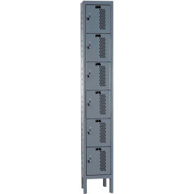 6-Tier 6 Door Heavy Duty Ventilated Locker, 12"W x 15"D x 78"H, Dark Gray, Assembled