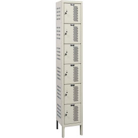 6-Tier 6 Door Heavy Duty Ventilated Locker, 12"W x 15"D x 78"H, Tan, Assembled