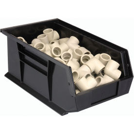 Premium Plastic Hang & Stack Bin, 13-5/8"L x 8-1/4"W x 6"H, Black