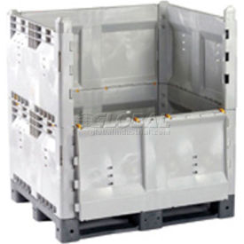 Plastic Solid Wall Container, 48"L x 40"W x 50"H, 1320 lb. Capacity, Gray