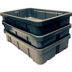 Plastic Conveyor Tote, 34"L x 21"W x 7"H, Gray