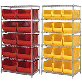 Chrome Wire Shelving With 10 30"D Bins Blue, 36x30x74