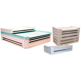 Molded Fiberglass Stackable Conveyor/Assembly Tray - 29-7/8"L x 23-7/8"W x 1-1/2"H, Gray