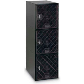 3-Tier 3 Door Locker w/ Hasp Lock, 11-1/2"W x 18"D x 38"H, Clear, Assembled