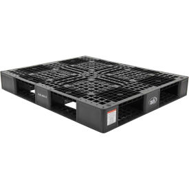 Stackable Open Deck Pallet, Plastic, 4-Way Entry, 47-3/8" x 39-1/2", 8000 Lb Stat Cap, Black