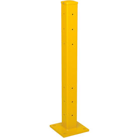 Traffic Machinery Guard Rail Center/Corner Post, Drop-In-Style, 43-1/8"H, Yellow