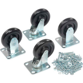 5" x 1-1/4" Polyurethane Caster Kit 2 Swivel, 2 Rigid