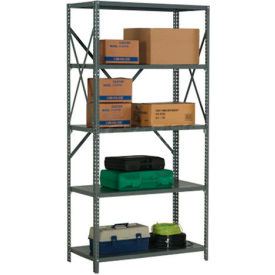 5 Shelf, Open Steel Shelving, 36"W x 18"D x 73"H, Starter, 20 GA, Gray