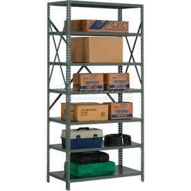 7 Shelf, Open Steel Shelving, 48"W x 12"D x 73"H, Starter, 20 GA, Gray