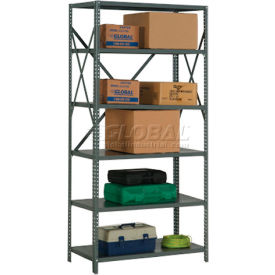 6 Shelf, Open Steel Shelving, 36"W x 30"D x 73"H, Starter, 20 GA, Gray