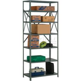 7 Shelf, Open Steel Shelving, 48"W x 12"D x 85"H, Starter, 20 GA, Gray