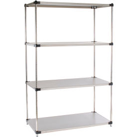 4 Shelf Stainless Steel Solid Shelving Unit Starter 36"W x 18"D x 86"H