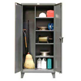 Heavy Duty Janitorial Cabinet, 36"W x 24"D x 78"H, All-Welded, Gray