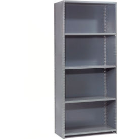 5 Shelf, Closed Steel Shelving, 36"W x 24"D x 73"H, Starter, 20 GA, Gray