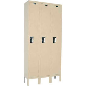1-Tier 3 Door Maintenance-Free Quiet Locker, 36"W x 15"D x 78"H, Tan, Unassembled