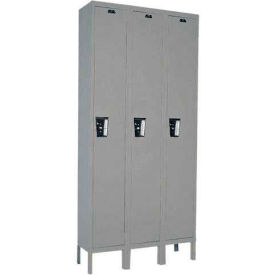 1-Tier 3 Door Maintenance-Free Quiet Locker, 36"W x 18"D x 78"H, Gray, Unassembled