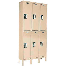 2-Tier 6 Door Maintenance-Free Quiet Locker, 12"Wx12"Dx36"H, Tan, Unassembled