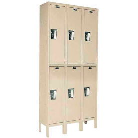 2-Tier 6 Door Maintenance-Free Quiet Locker, 54"W x 18"D x 78"H, Tan, Unassembled