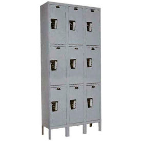 3-Tier 9 Door Maintenance-Free Quiet Locker, 36"W x 12"D x 78"H, Gray, Unassembled
