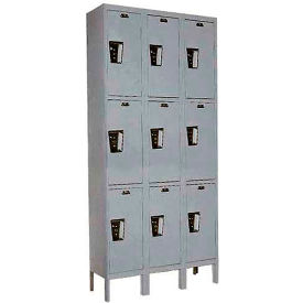 3-Tier 9 Door Maintenance-Free Quiet Locker, 12"Wx15"Dx24"H, Dark Gray, Unassembled