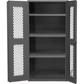 HD Cabinet, Expanded Metal Mesh Door, 14 Gauge, 36"W x 18"D x 60"H, All-Welded, Gray