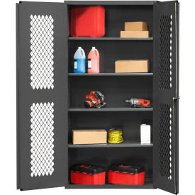 HD Cabinet, Expanded Metal Mesh Door, 14 Gauge, 36"W x 18"D x 72"H, All-Welded, Gray