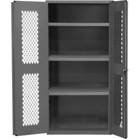 HD Cabinet, Expanded Metal Mesh Door, 14 Gauge, 36"W x 24"D x 84"H, All-Welded, Gray