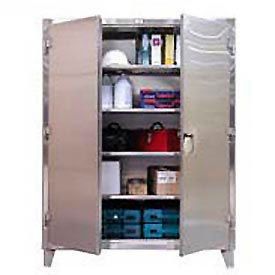 Heavy Duty Stainless Steel Storage Cabinet, 12 Gauge, 36"W x 24"D x 78"H, Silver