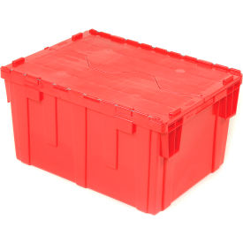 Plastic Attached Lid Shipping & Storage Container 28-1/8x20-3/4x15-5/8 Red