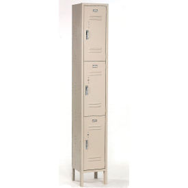 3-Tier 3 Door Locker, 12"W x 15"D x 78"H, Tan, Unassembled